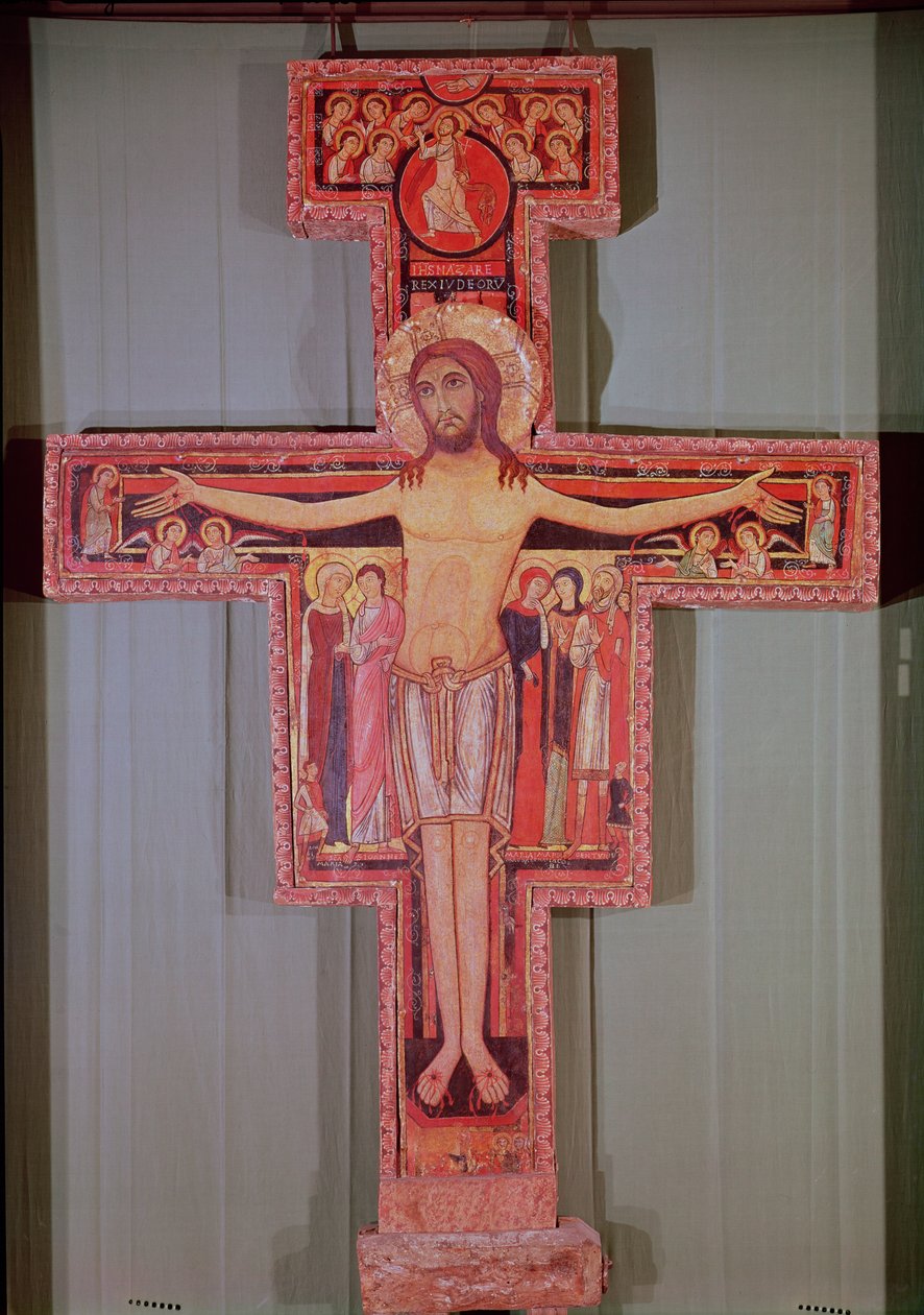 O Crucifixo de São Damião (madeira pintada) de Italian School