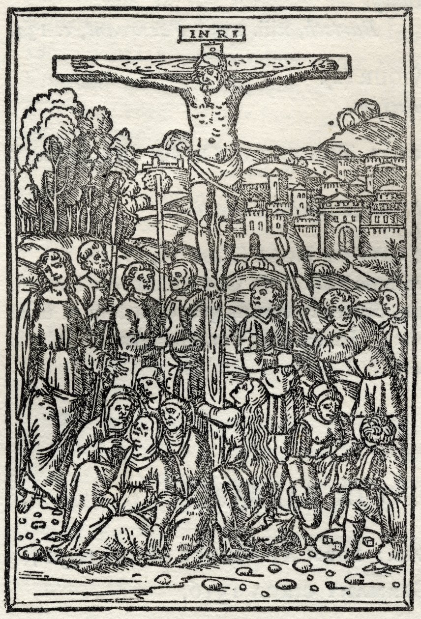 A crucificação, de "Um catálogo de uma coleção de gravuras, gravuras e xilogravuras", de Richard Fisher, publicado em 1879 de Italian School