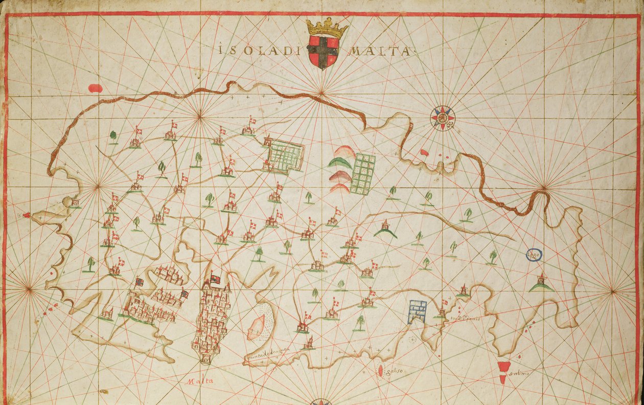 A Ilha de Malta, de um atlas náutico, 1646 (tinta aveludada) (ver também 330943) de Italian School