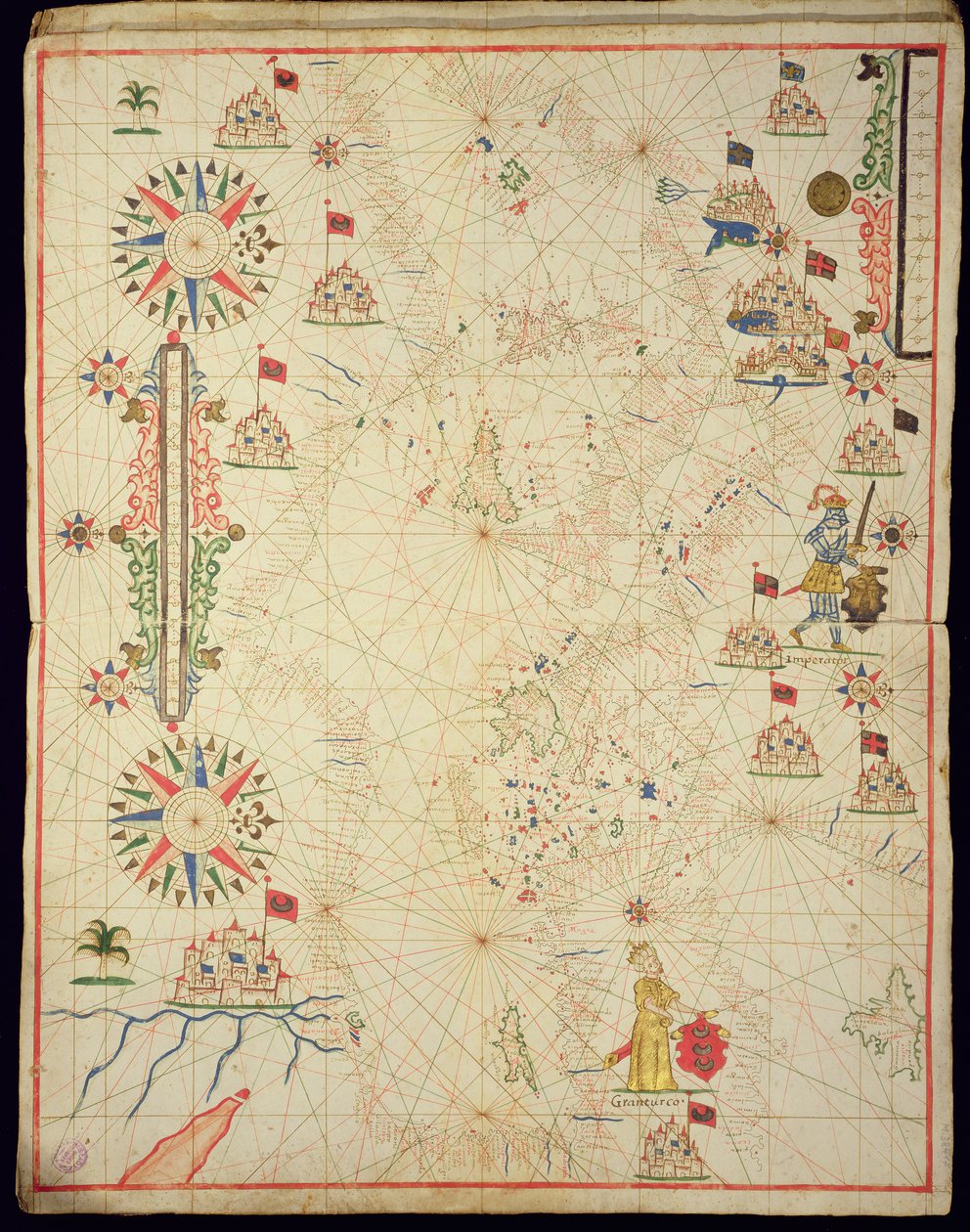 A Bacia do Mediterrâneo, de um atlas náutico, 1646 (tinta aveludada) (ver também 330937-330938) de Italian School