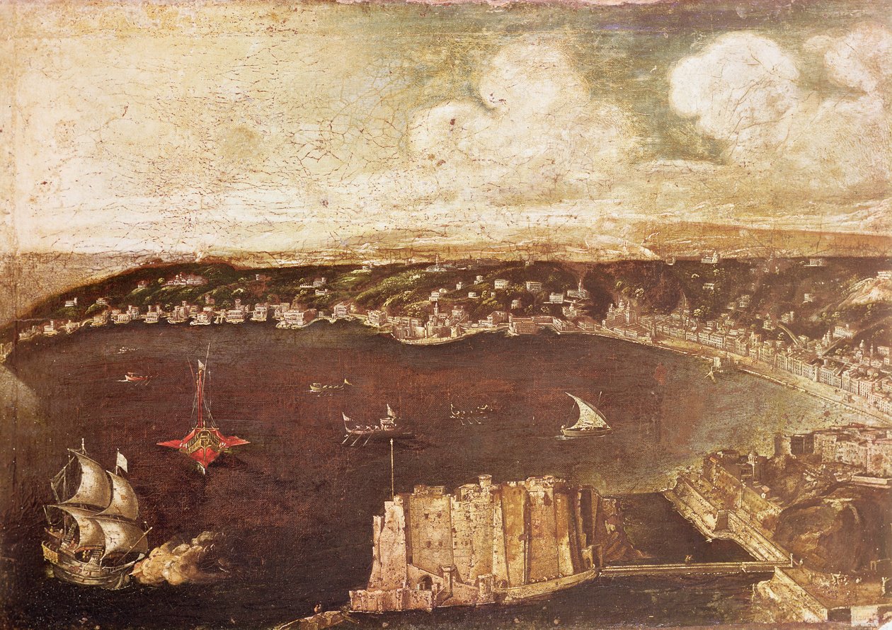 O porto de Nápoles de Italian School