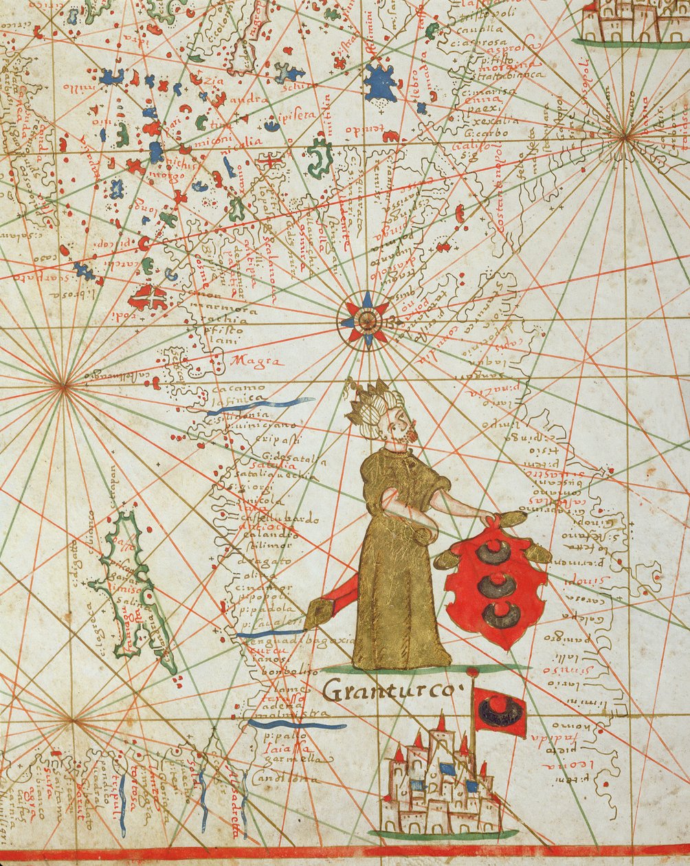 O Império Turco, de um atlas náutico, 1646 (tinta aveludada) de Italian School