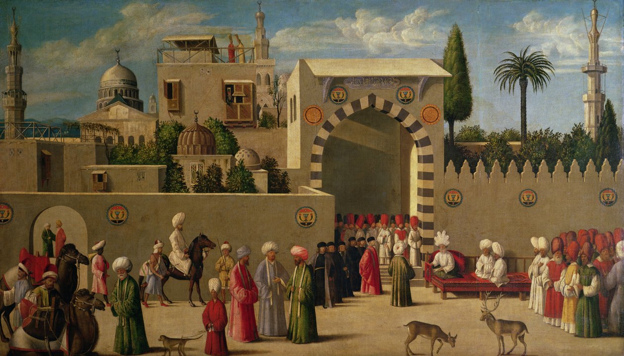 Entrevista do embaixador veneziano em uma cidade oriental ou, a recepção de Domenico Trevisani no Cairo em 1512 de Italian School