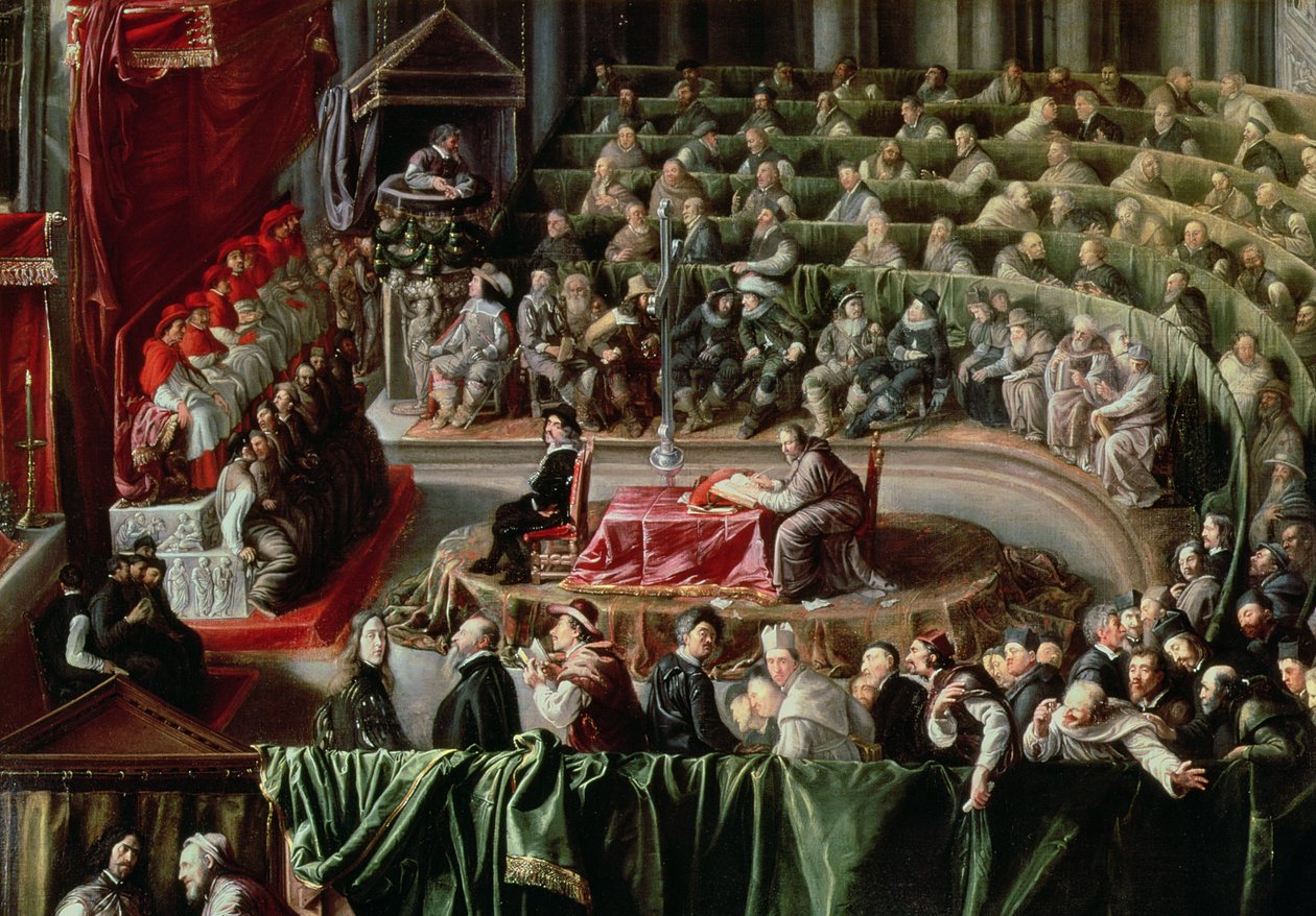 Julgamento de Galileo, 1633 (detalhe de 2344) de Italian School