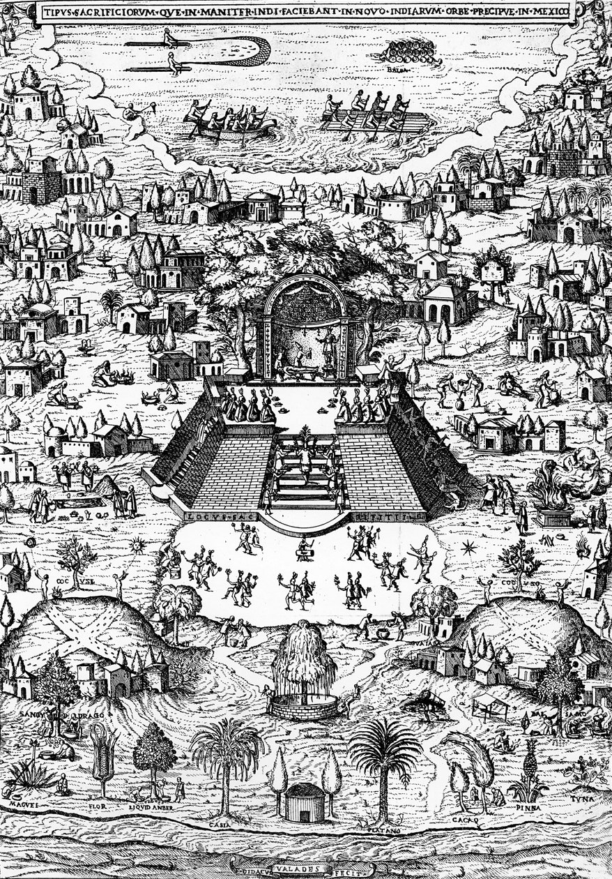 Vista da Cidade do México a partir de &39;Rhetorica Christiana&39;, por Didacus (Diego) Valades, impressa em 1579 de Italian School