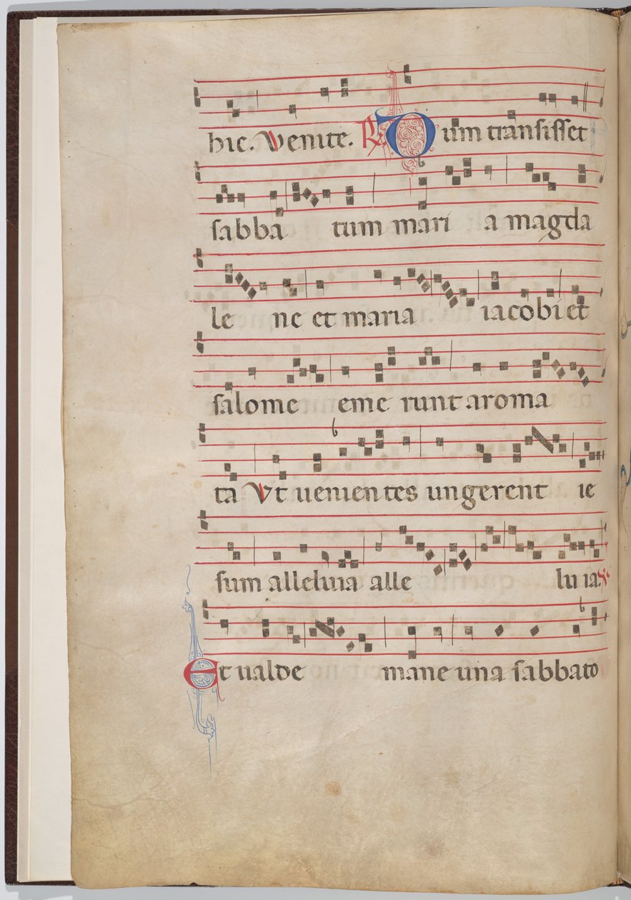 Folha 2 de um fragmento antifonal (verso) de Italian 13th Century