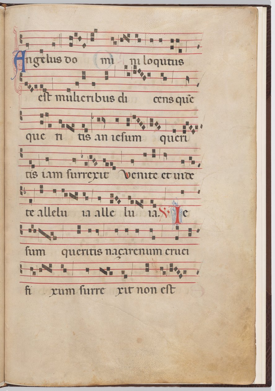 Folha 2 de um fragmento antifonal de Italian 13th Century