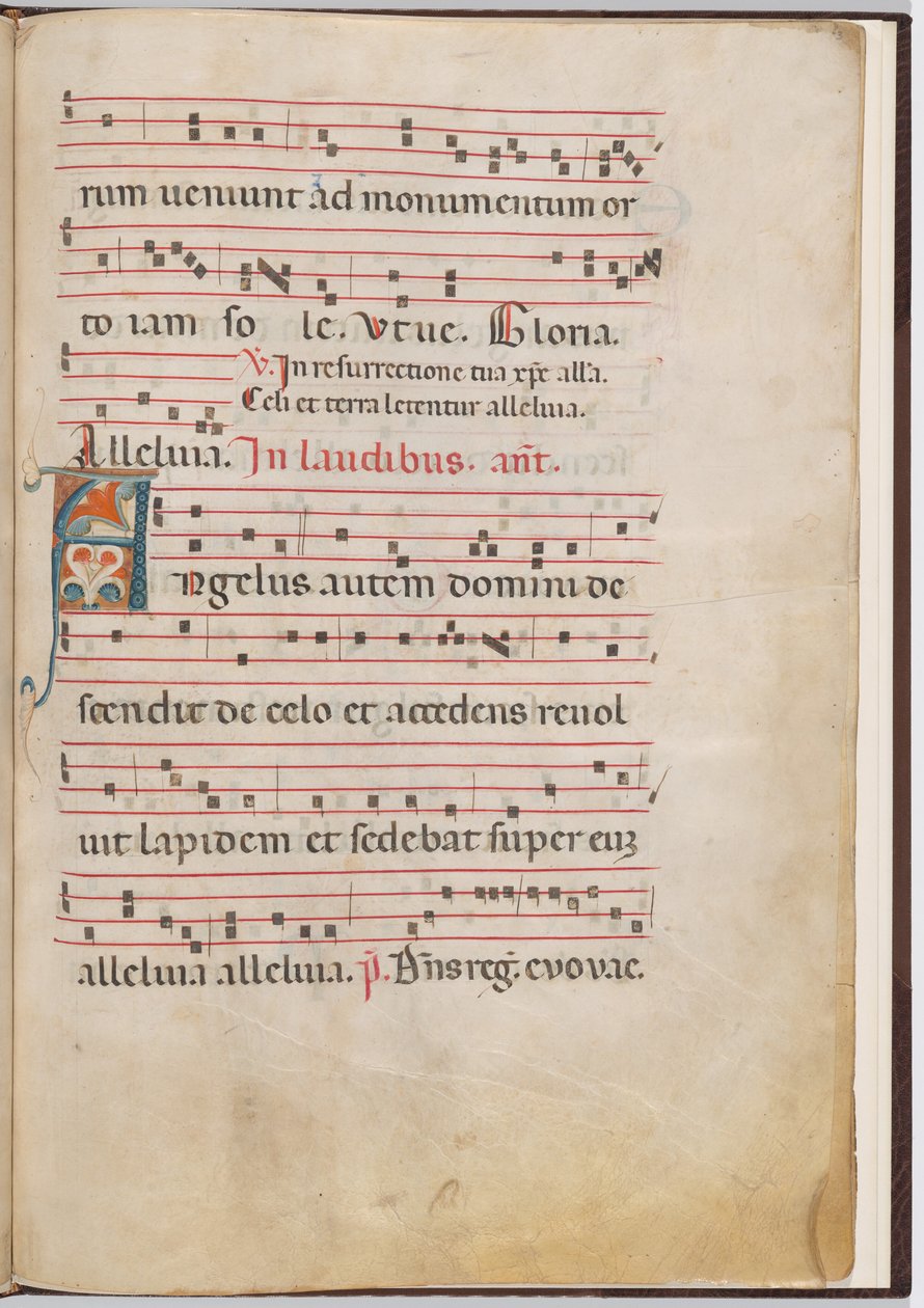 Folha 3 de um fragmento antifonal de Italian 13th Century