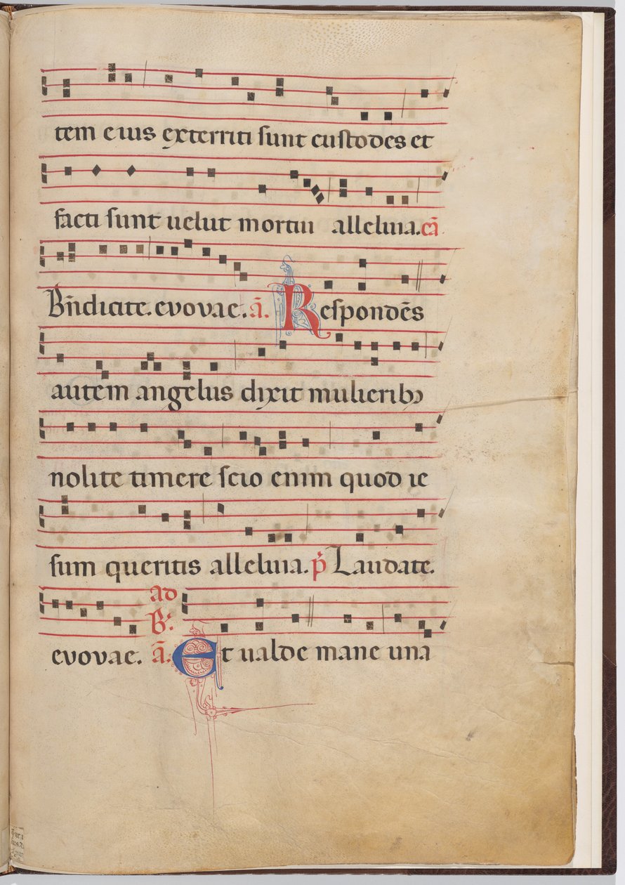 Folha 4 de um fragmento antifonal de Italian 13th Century