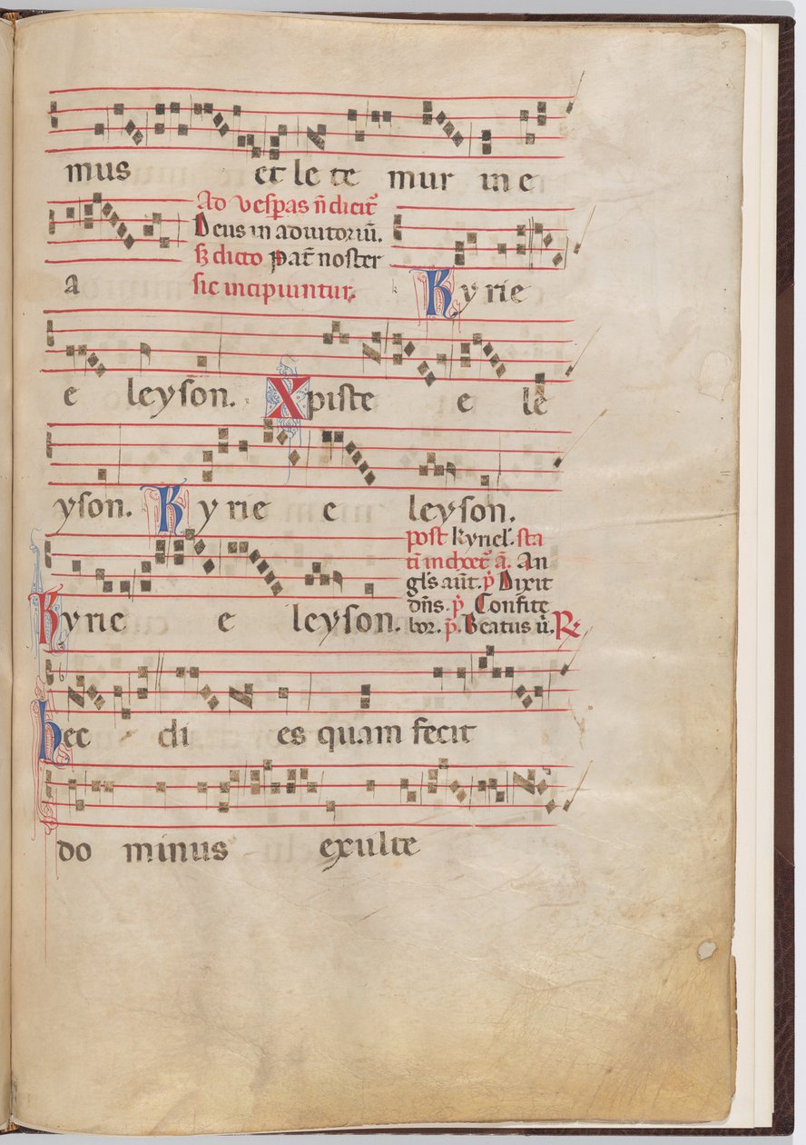 Folha 5 de um fragmento antifonal de Italian 13th Century
