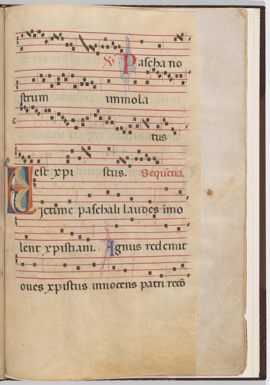 Folha 6 de um fragmento antifonal de Italian 13th Century