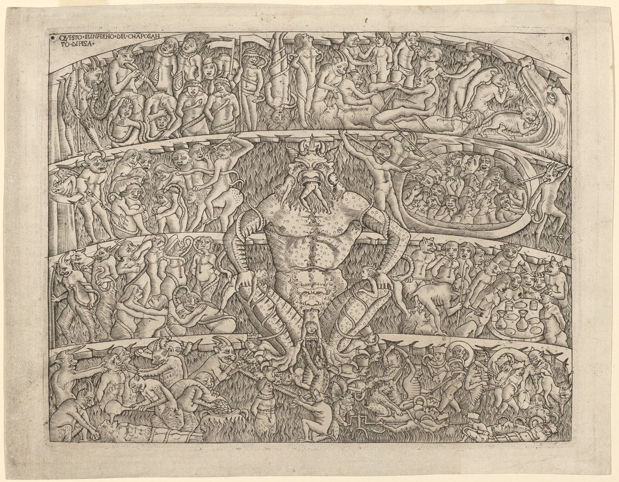 O Inferno, depois do Fresco no Camposanto de Pisa de Italian 15th Century