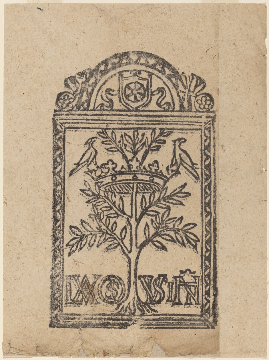 Árvore com coroa e dois pássaros de Italian 16th Century