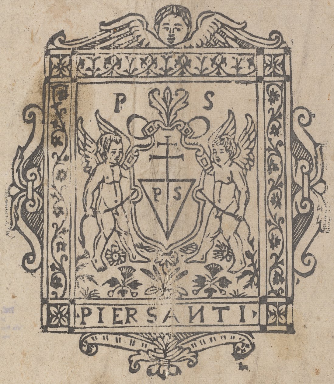 Dois Putti com escudo inscrito Pier Santi de Italian 16th Century