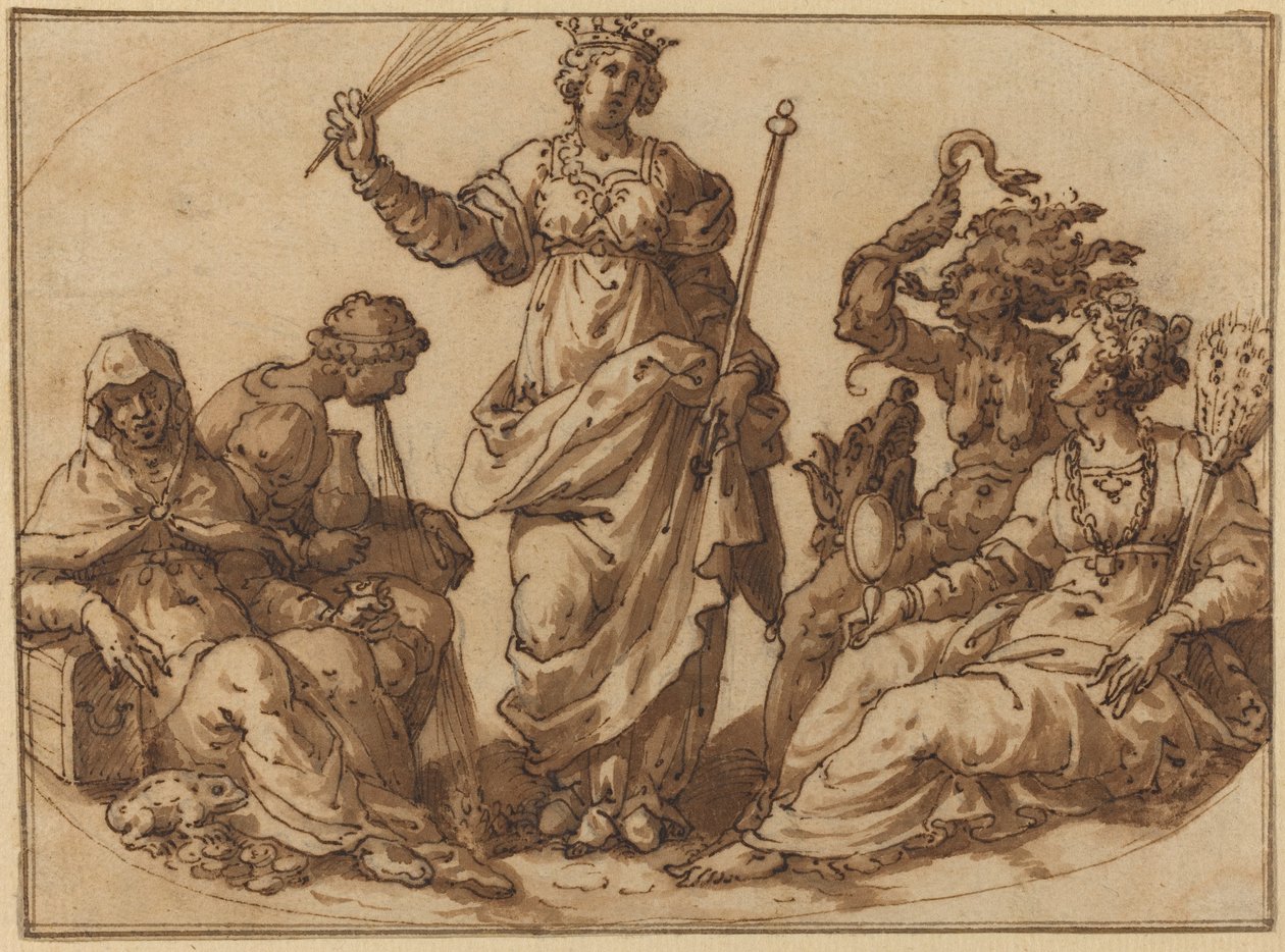 Virtude triunfando sobre vícios de Italian 16th Century
