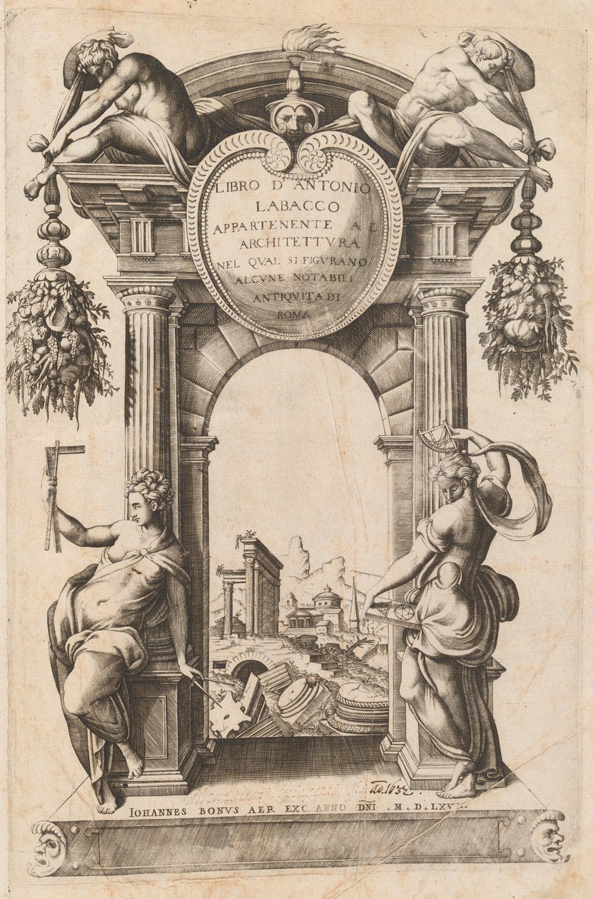 Livro Pertencente à Arquitetura [Título] de Italian 16th Century, after Antonio Labacco, published by Giovanni Boni