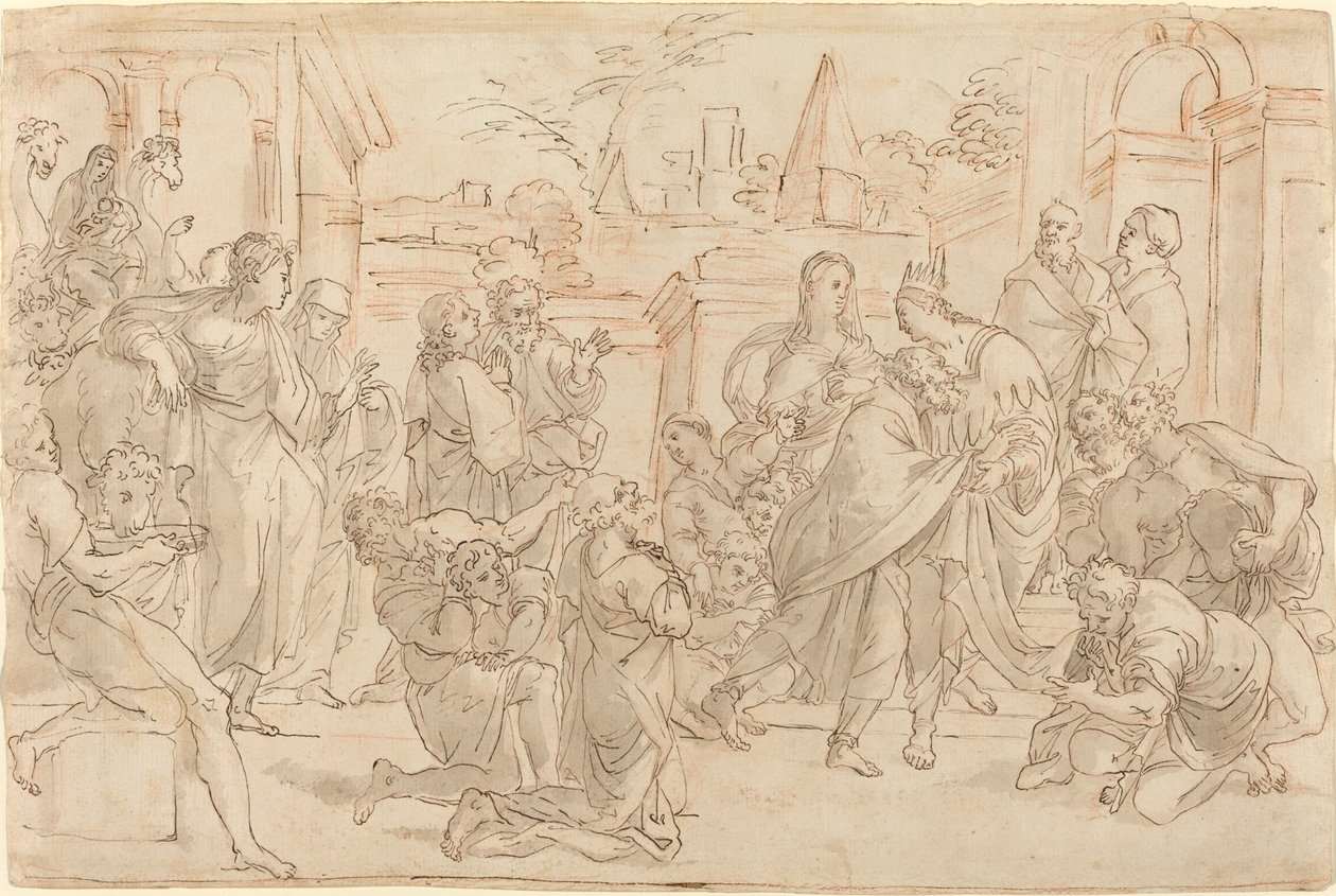 José e seu irmão no Egito [verso] de Italian 17th Century