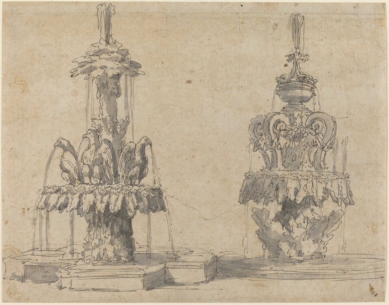 Duas fontes de Italian 17th Century
