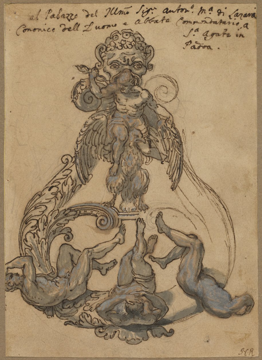Aldrava de porta com Zeus Vanguishing Giants de Italian 17th Century or Italian 18th Century