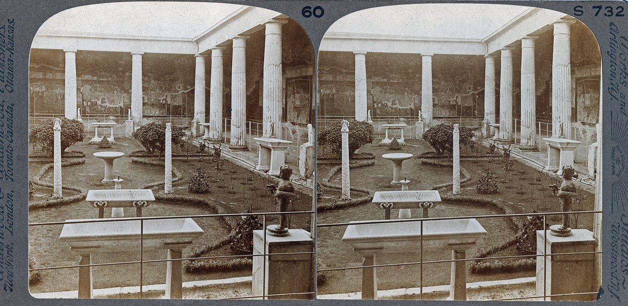 A Casa de Vettii, Pompeia, da The Underwood Travel Library, 1895 (foto sépia) de Italian Photographer