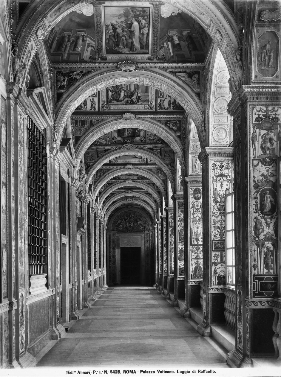 A Loggia de Rafael, Palácio do Vaticano, Cidade do Vaticano (foto a p/b) de Italian Photographer