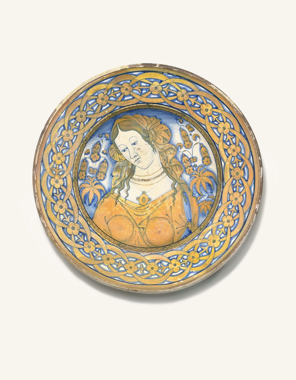 Um carregador Deruta Bella Donna, c.1500-30 de Italian School