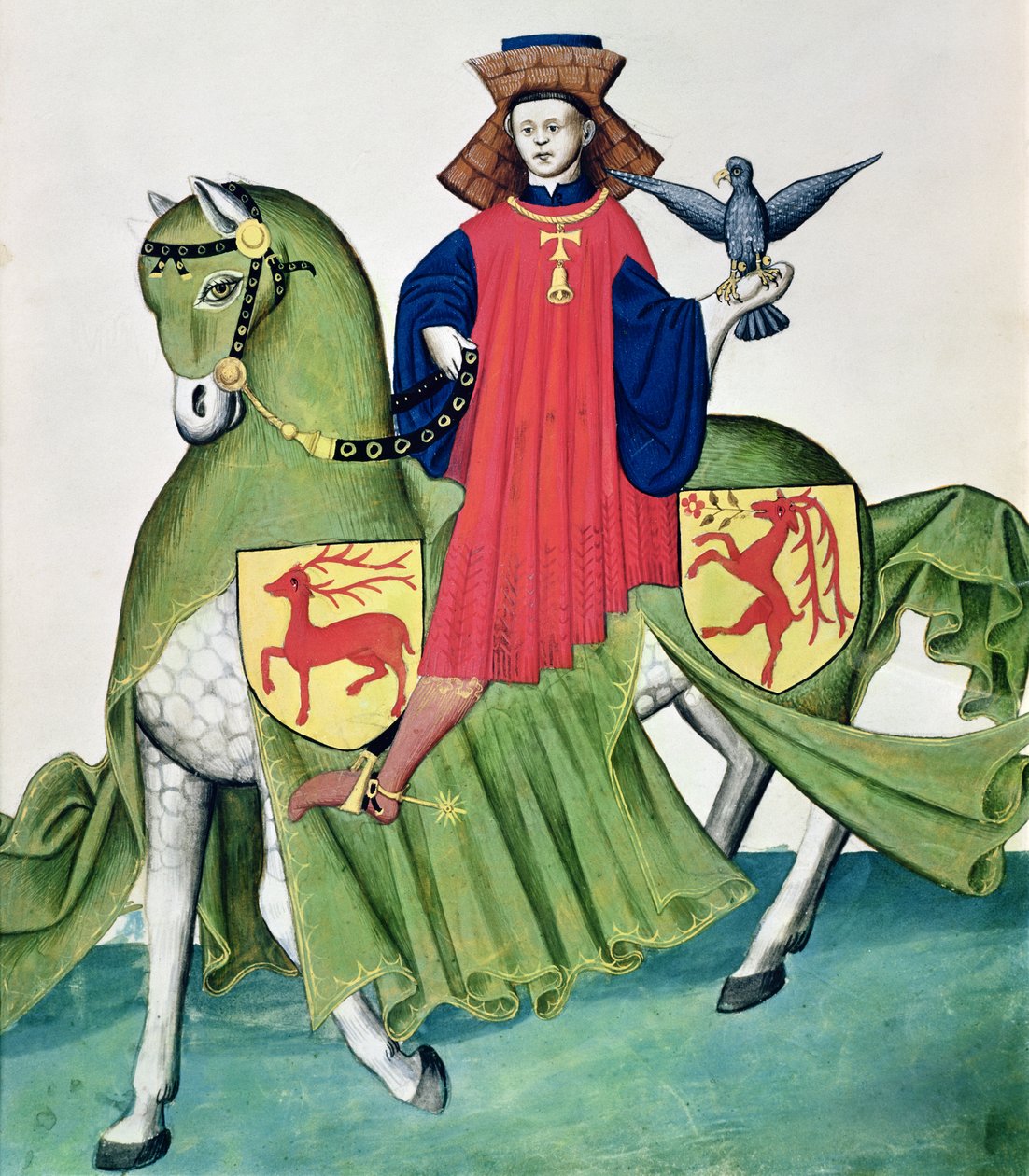 A Falconer, de Codex de Capodilista (velino) de Italian School