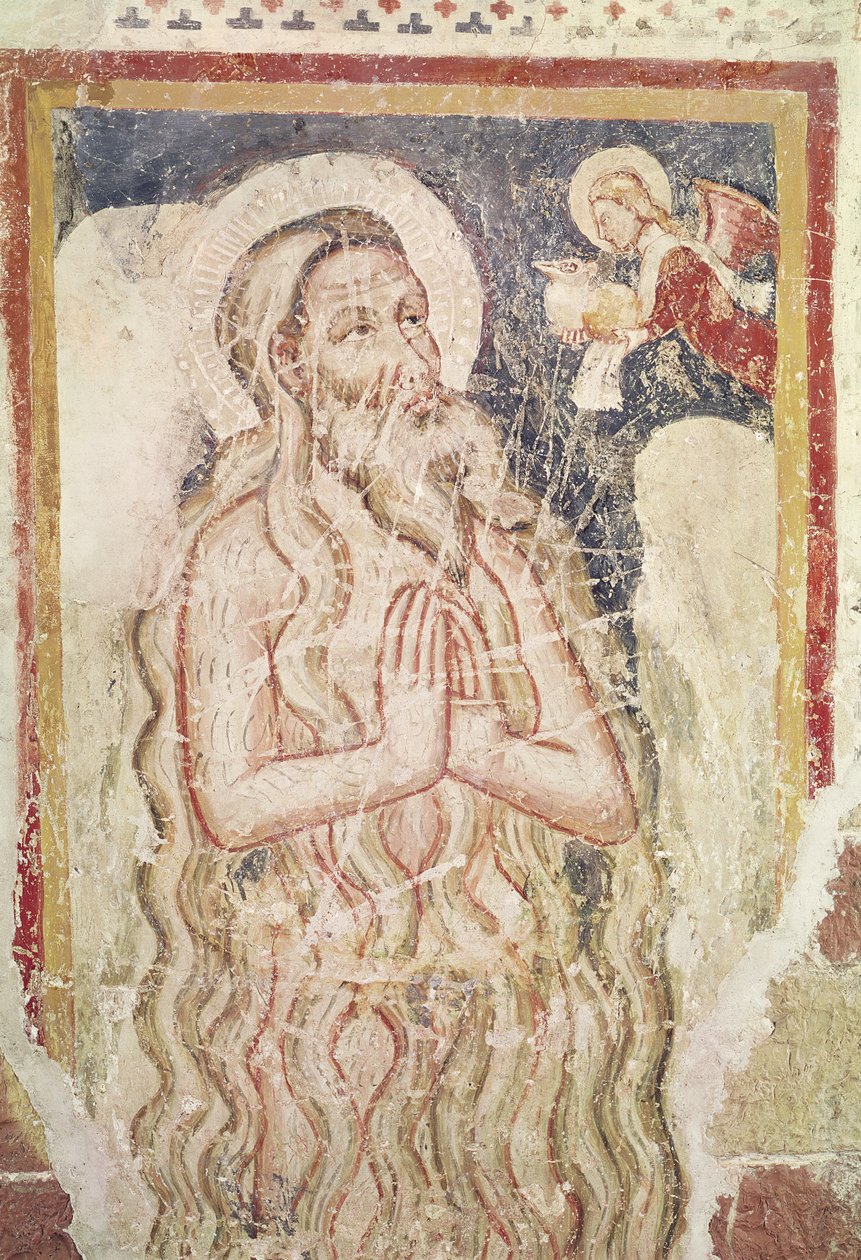 Um santo eremita (afresco) de Italian School