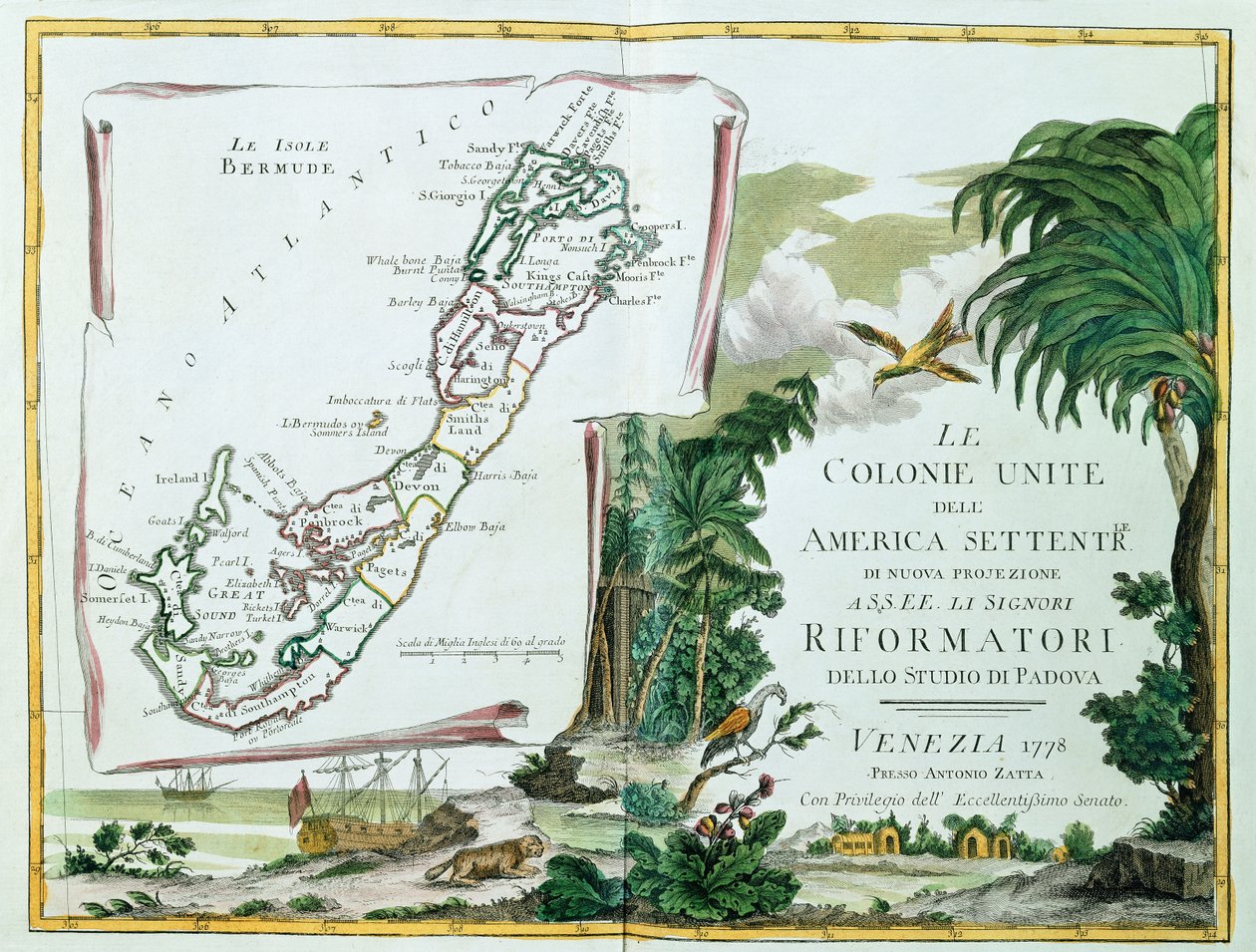 Um mapa das Bermudas, 1775-85 de Italian School