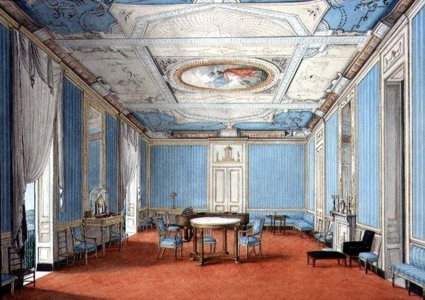 Um Palazzo Interior Neo-Clássico Neopolitano, c.1830 (guache e aguarela sobre papel) de Italian School