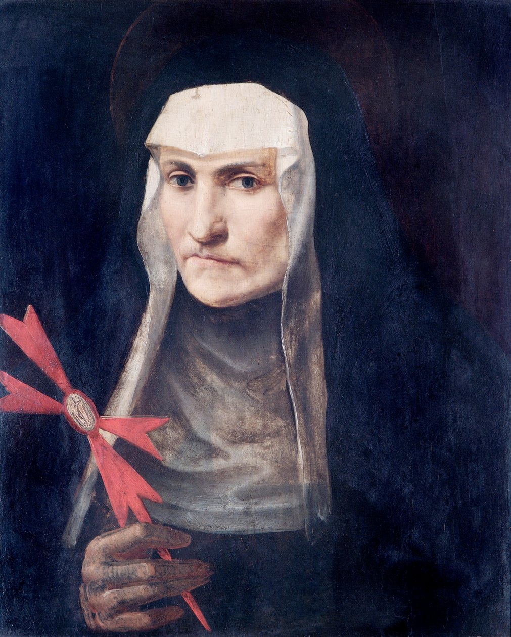 A Sainted Nun, c.1600 (óleo sobre painel de choupo) de Italian School