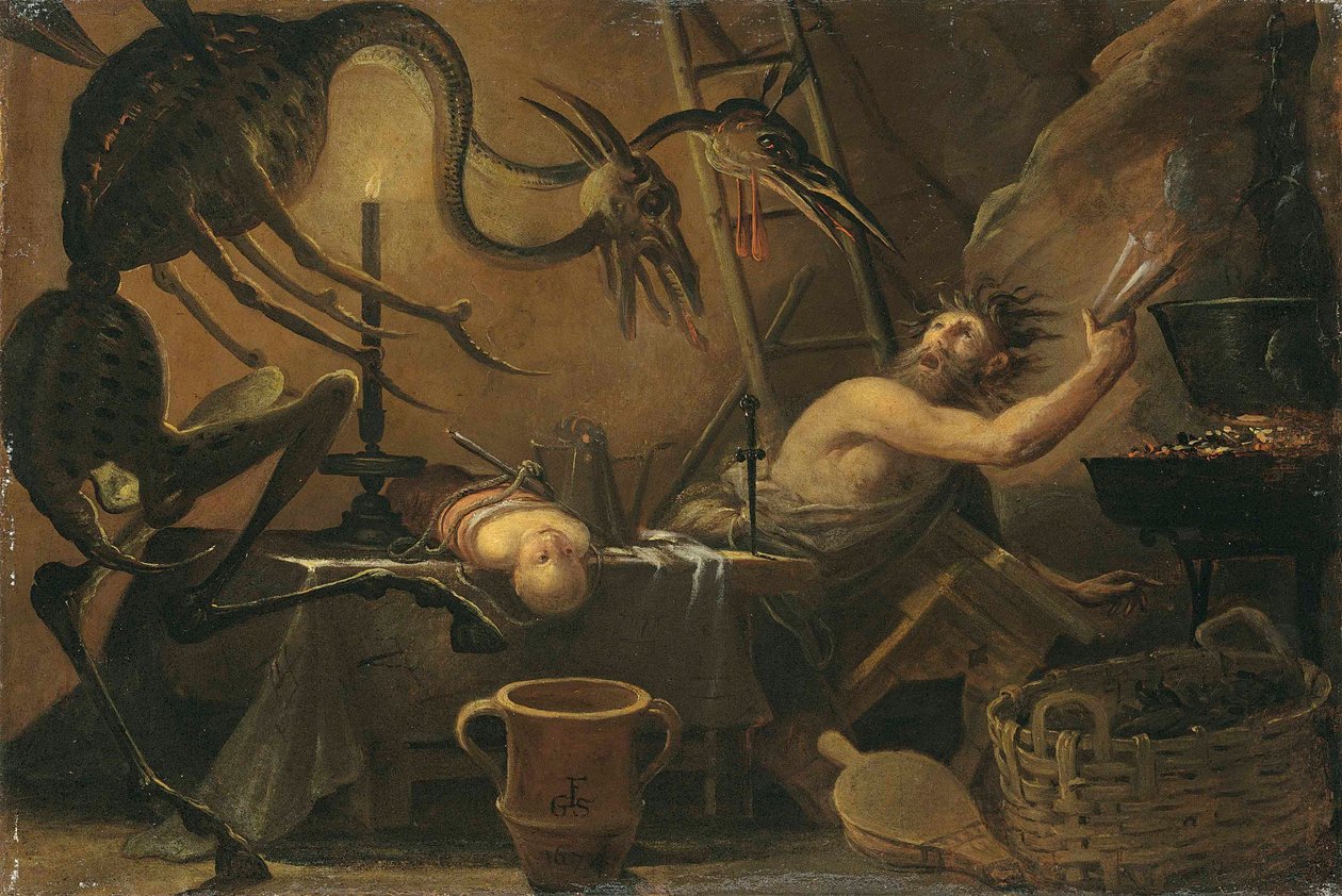 Uma cena de bruxaria de Italian School