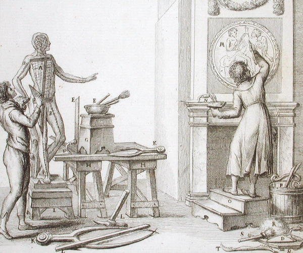 Estúdio de um escultor, c.1800 (gravura) de Italian School