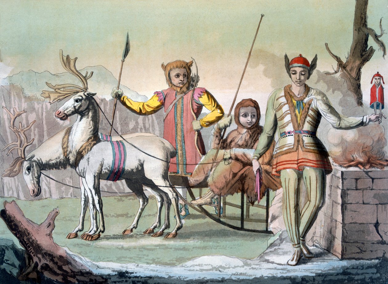 Um xamã Yakuti com entourage, Sibéria, c.1820s-30s de Italian School