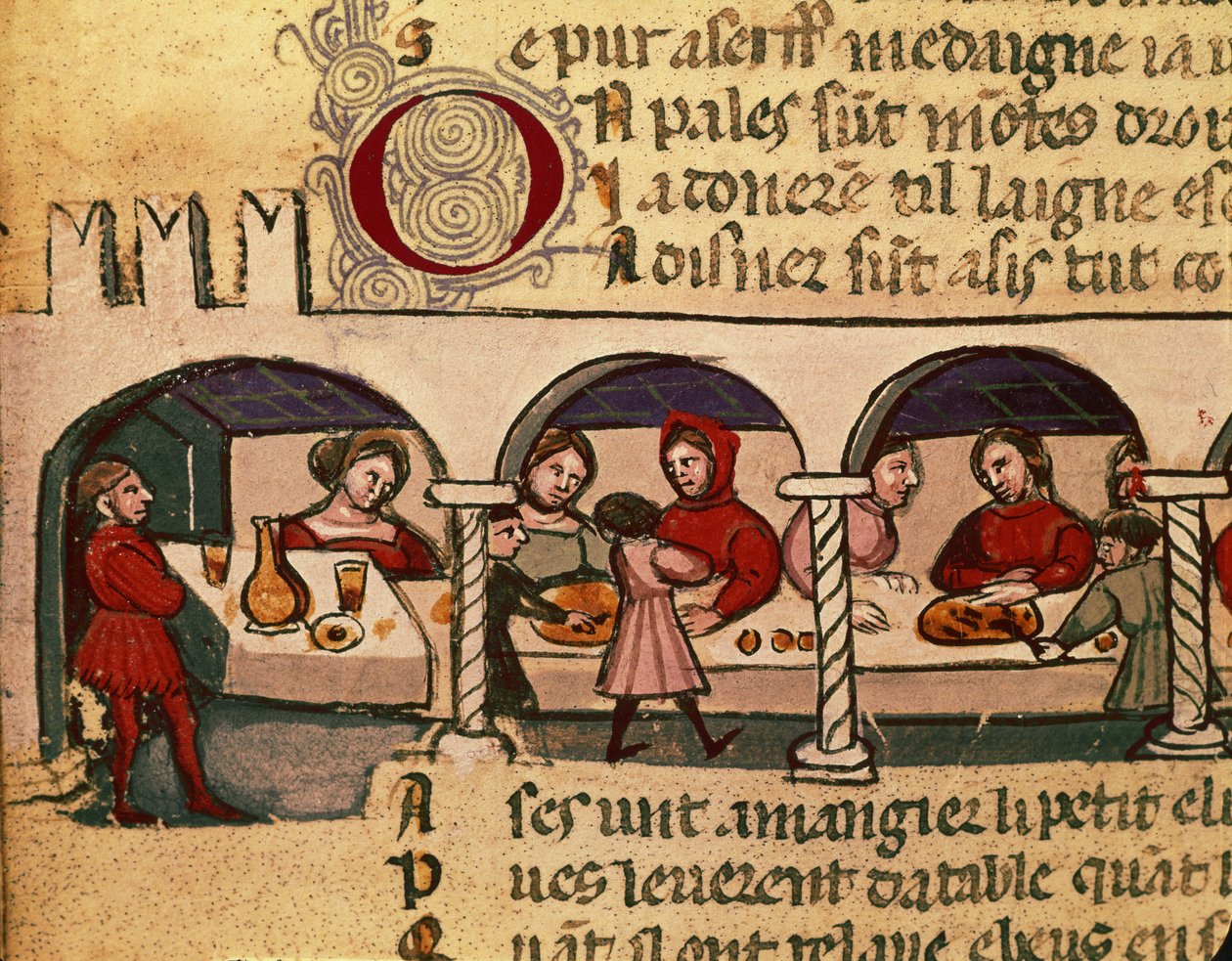 Uma refeição em uma pousada, do Codex Entree dEspagne de Italian School