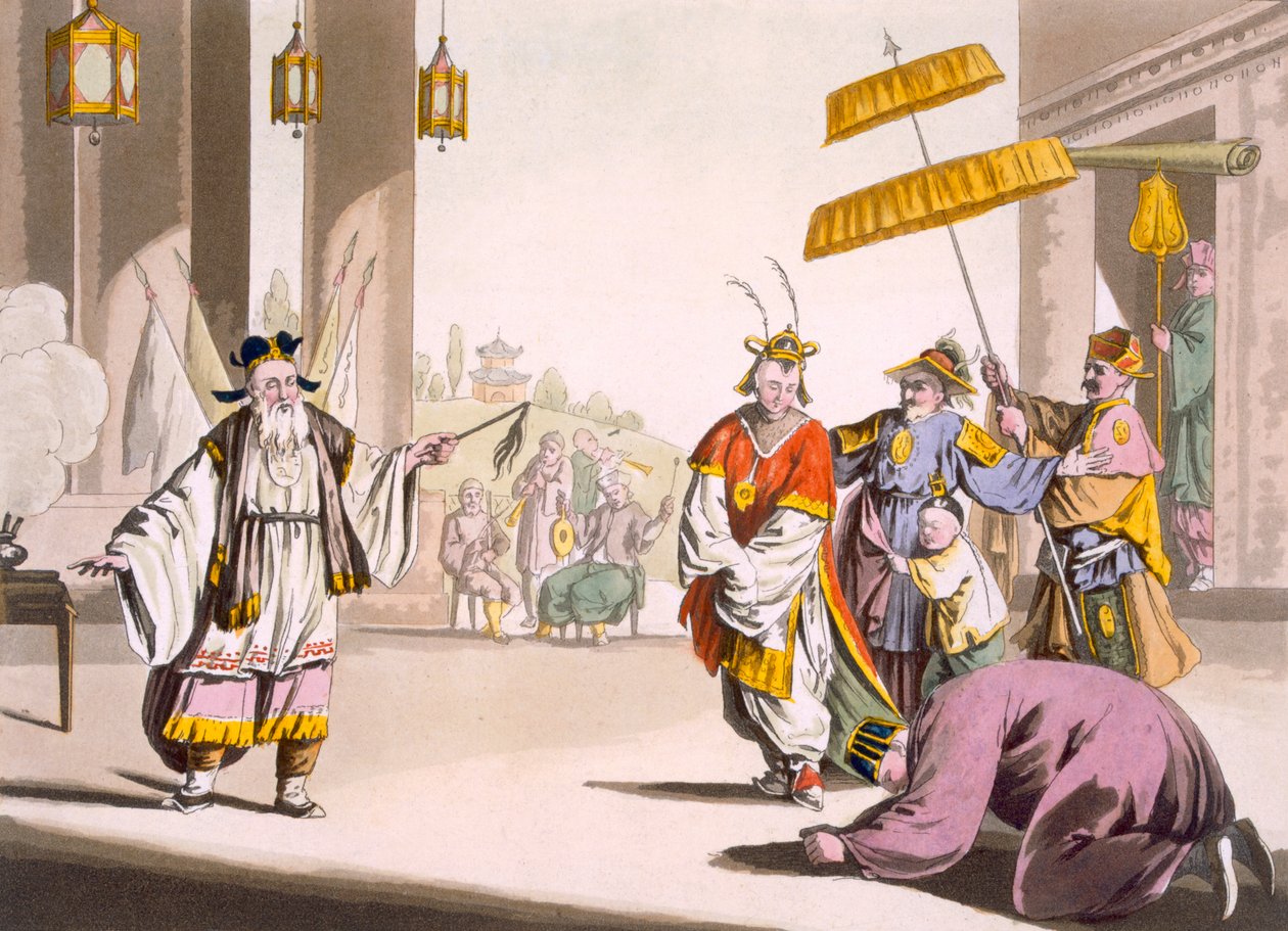 Uma performance teatral ao ar livre, c.1820s-30s de Italian School