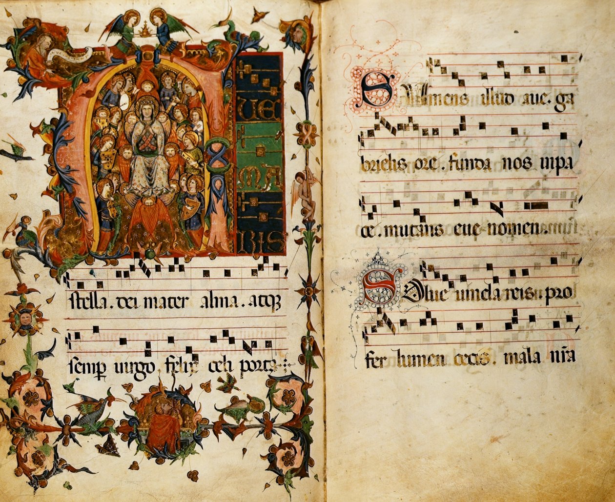 Add.30014 ff.124v-125 The Virgin with angels, from the 