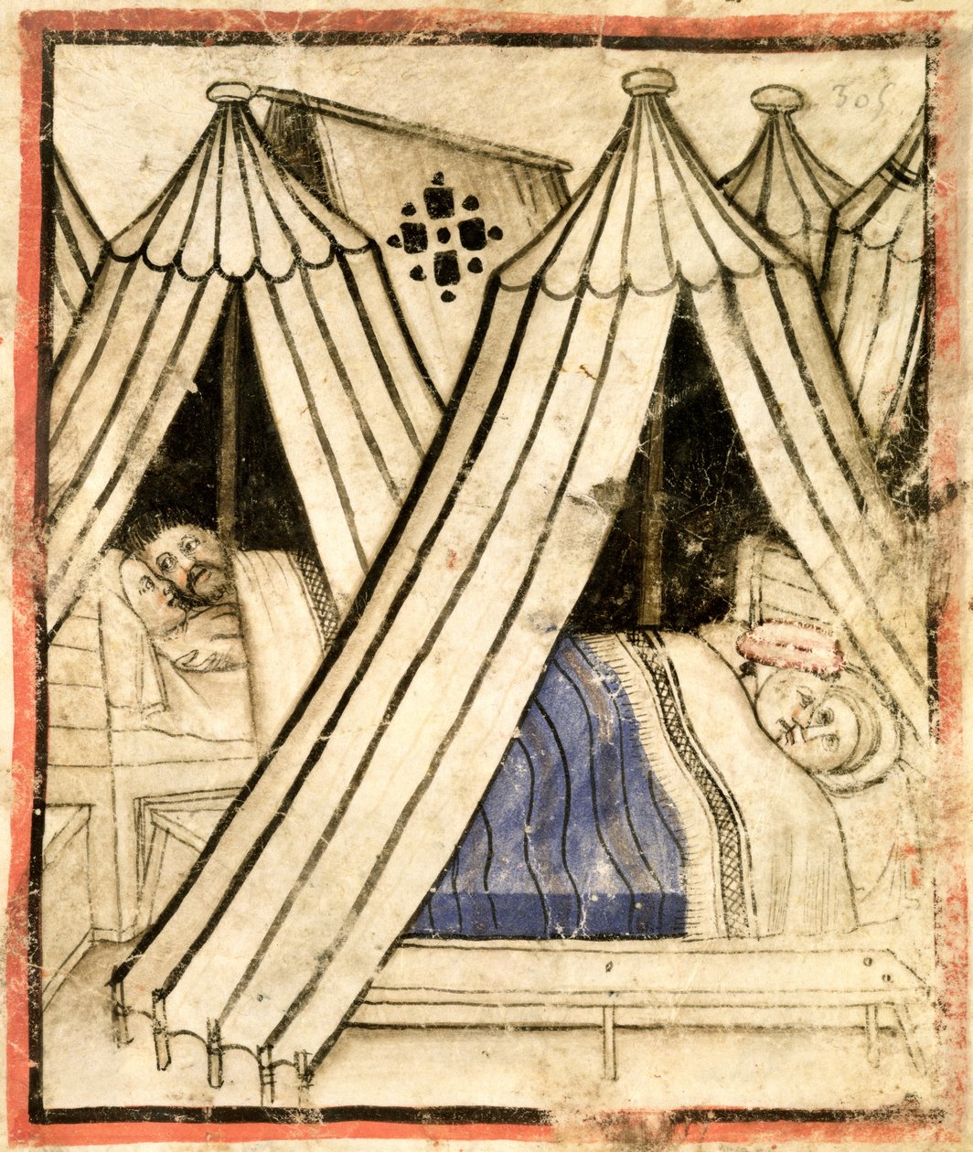 Adicionar 15277 f.51 Os israelitas se entregam à imoralidade sexual com as mulheres moabitas em suas tendas, c.1350-99 (velino) de Italian School