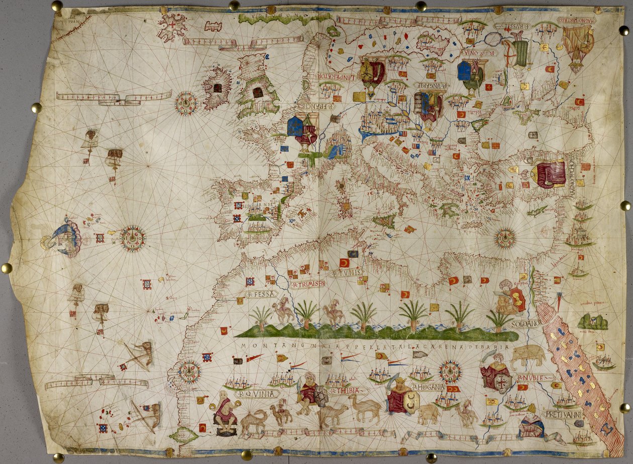Acrescentar. 31318 B Mapa da Europa, Ásia Menor, e África, até ao sul do Cabo Rosso, vellum de Italian School