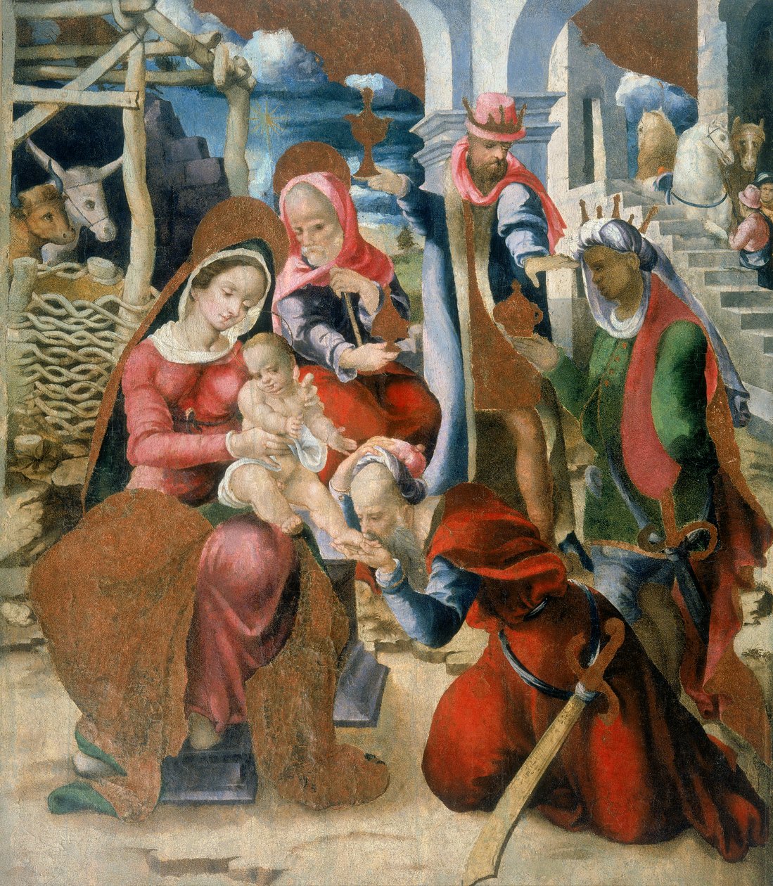 Adoração dos Magos. Painel, parte do retablo desmantelado da Igreja de Santa Maria degli Angeli em Bortigali, na Sardenha de Italian School