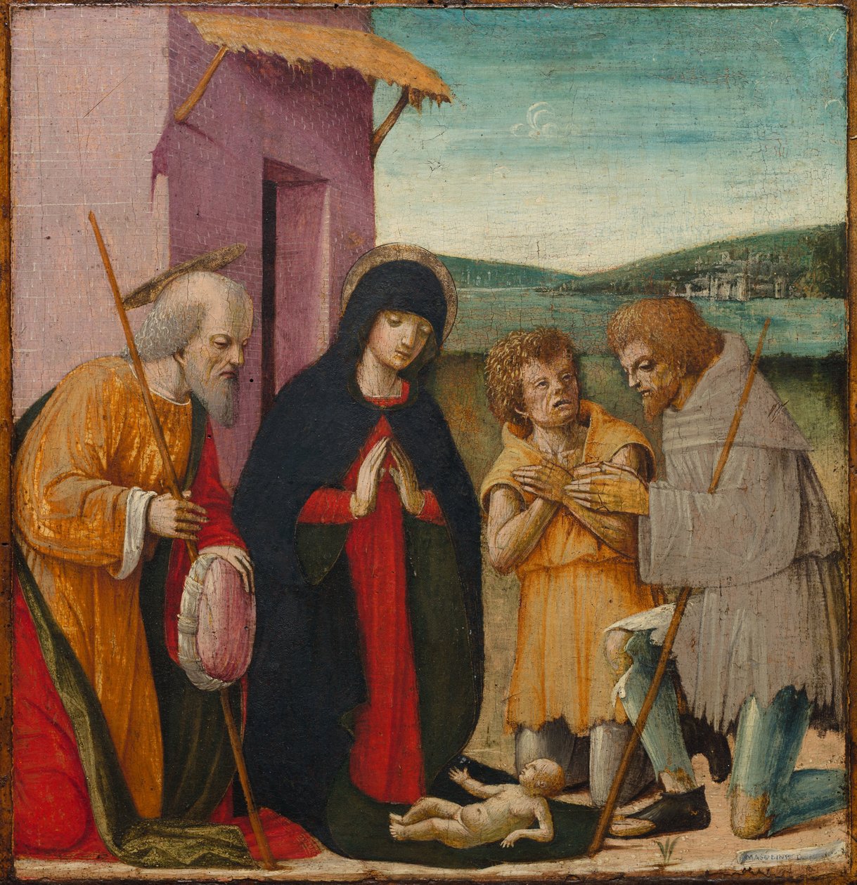 Adoração dos Pastores, c. 1480-1500 (óleo sobre madeira) de Italian School