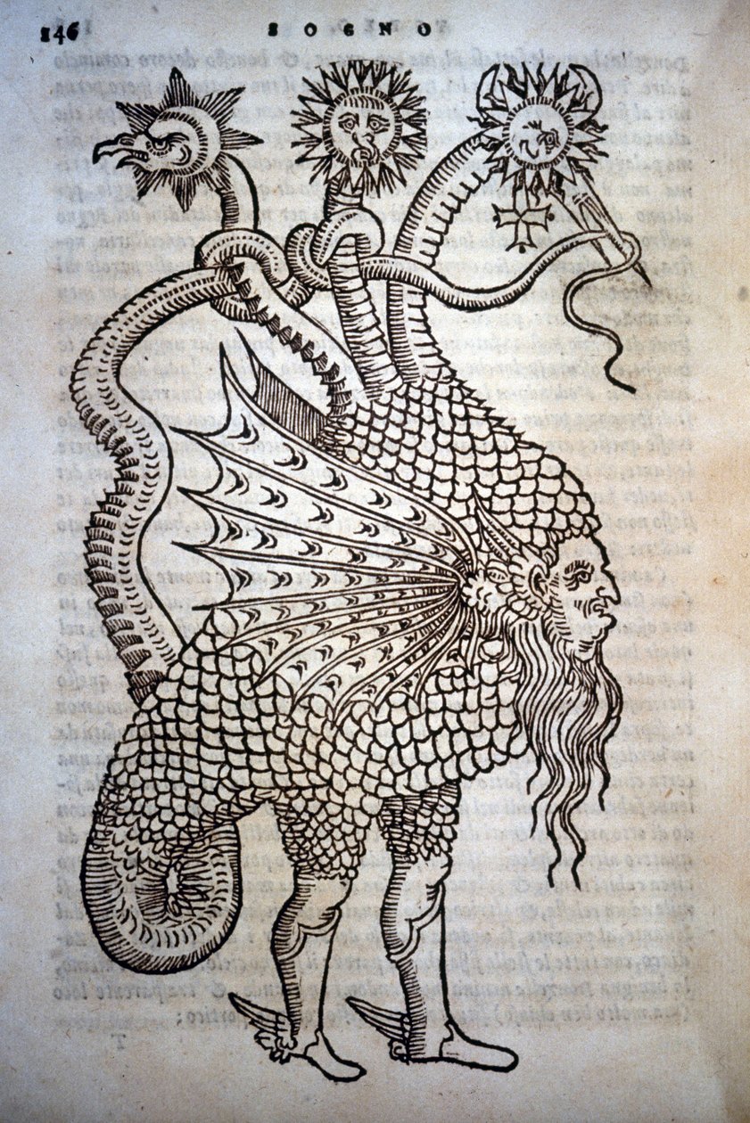 Alchimie: Monster Hybrid, in - "De Transmutatione Metallica Sogni Tre", de Giovanni Battista Nazari, editado em Brescia em 1599. de Italian School
