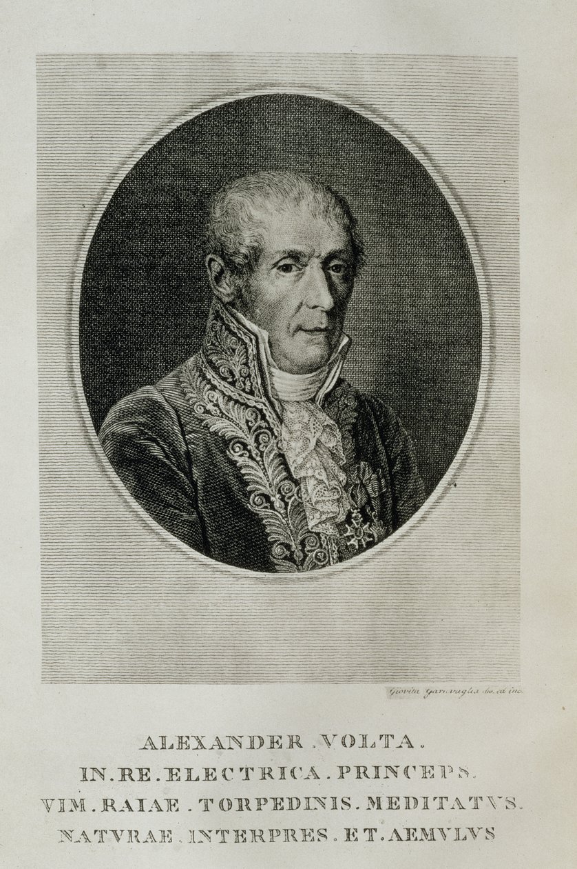 Alessandro Giuseppe Antonio Anastácio Volta (1745-1827), de LOpera Alessandro Volta, Milão, 1927 de Italian School