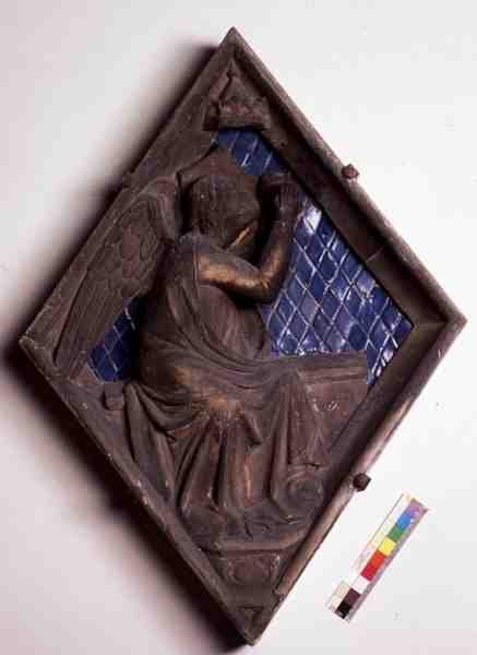 Figura alegórica, azulejo em relevo do Campanile (mármore e cerâmica) de Italian School