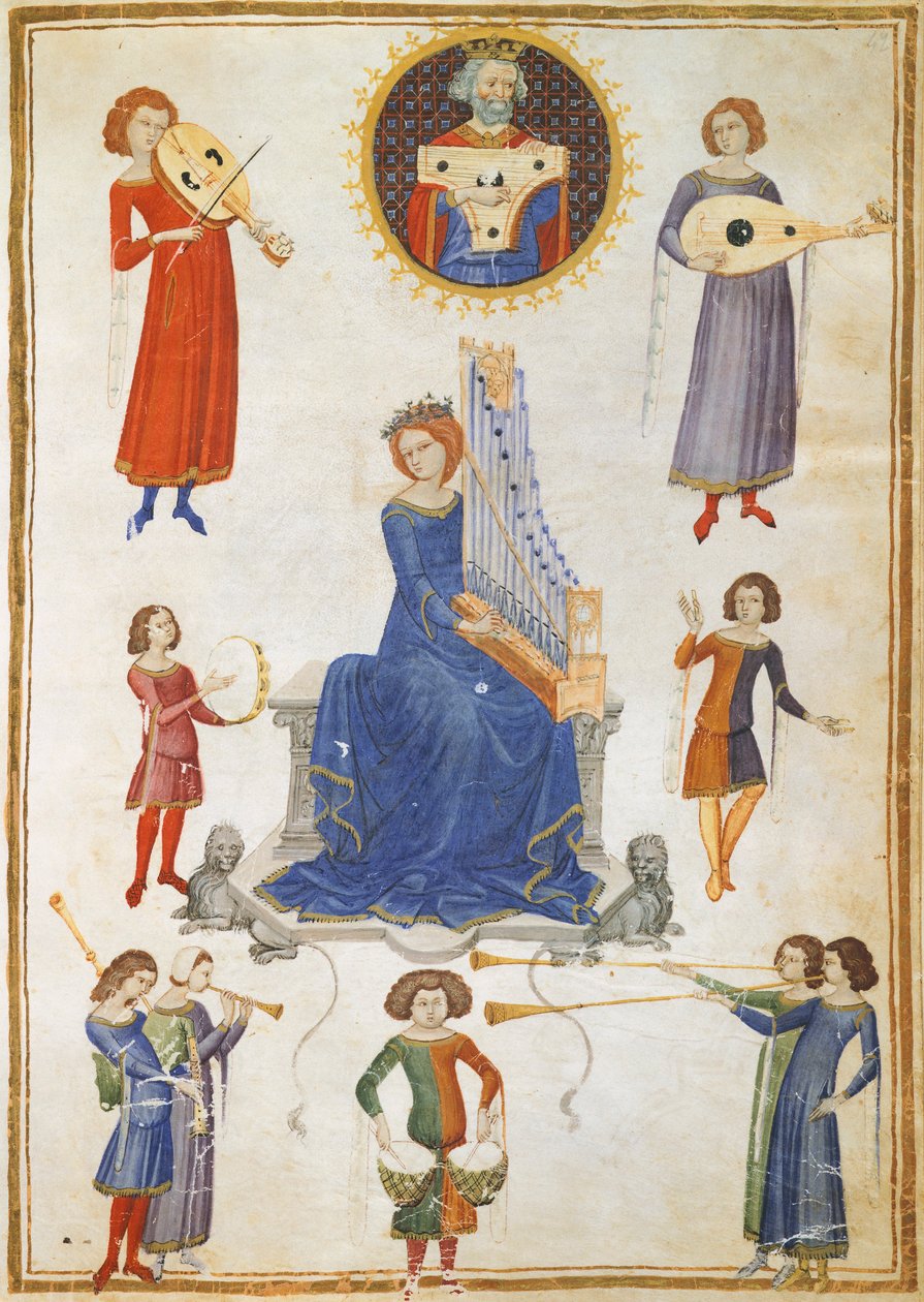 Alegoria da música, manuscrito V A folio 27 do The Music Institute de Severin Boezio de Italian School