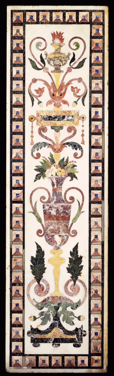 Um painel italiano de pietre dura incrustado em mármore branco, início do século 18 (pietre dura de mármore) de Italian School