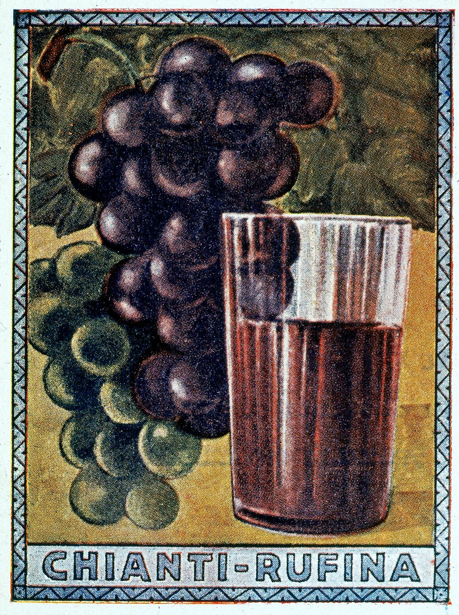 Um cartaz histórico do Chianti Rufina de Italian School