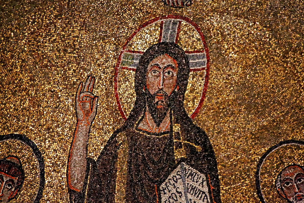 Detalhe de abside com Cristo (mosaico) de Italian School