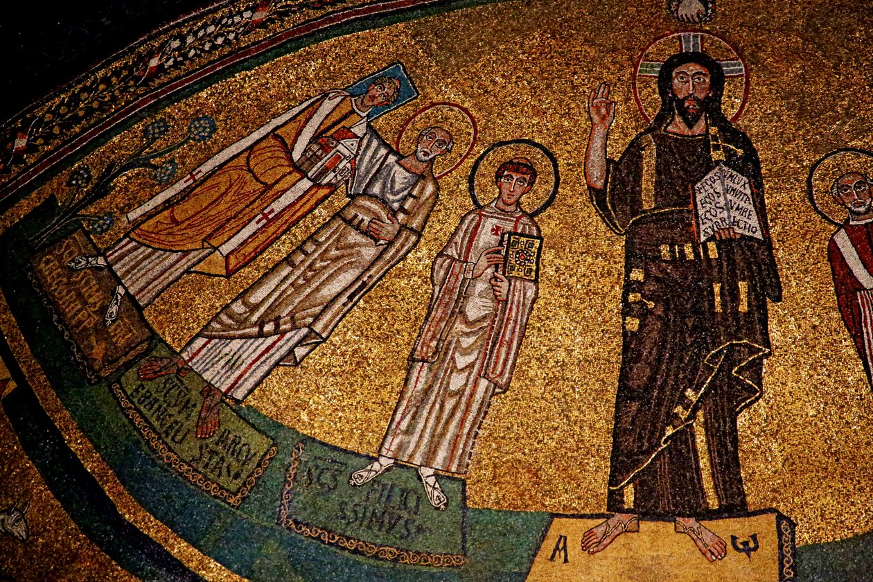 Abside com Cristo, Santos e Papa Gregório IV (mosaico) de Italian School