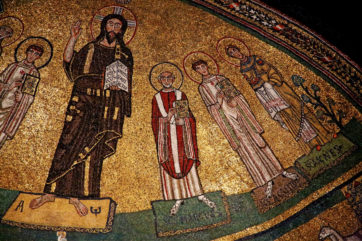Abside com Cristo, Santos e Papa Gregório IV (mosaico) de Italian School